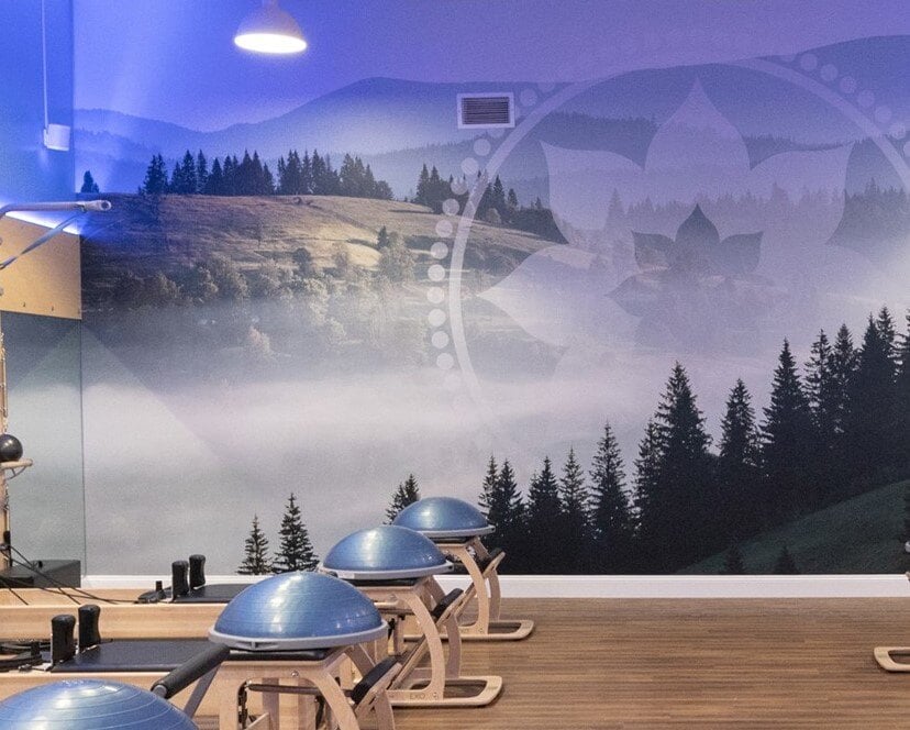Updated ClubPilates studio interior with reformer pilates machines